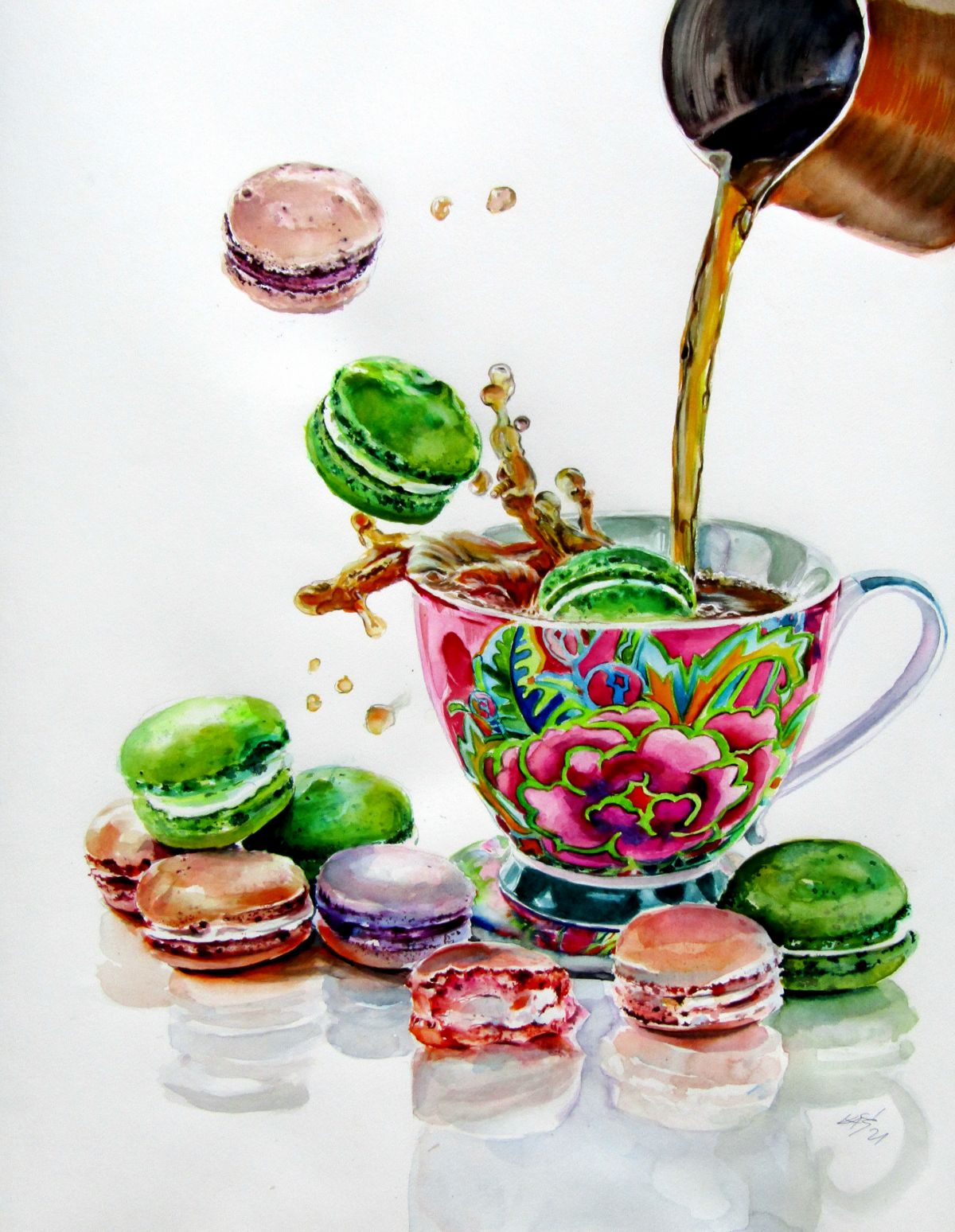 Still Life With Macaron Cookies Painting Photo