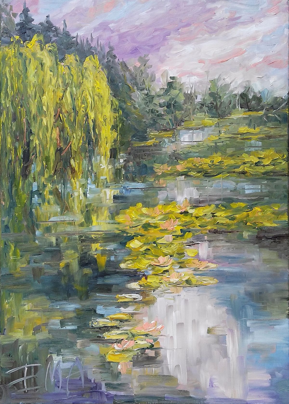 Willow Talking To Waterlilies Painting Photo