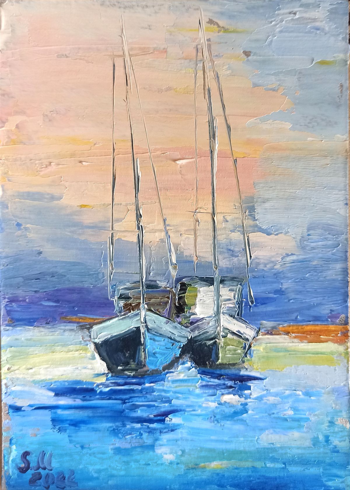Seascape With Yachts Painting Photo
