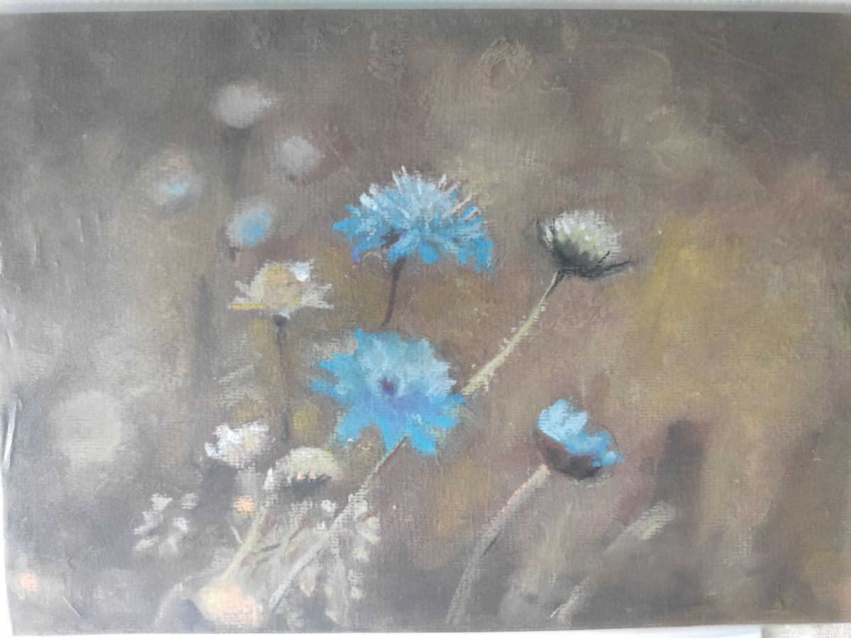Blue Flowers Painting Photo