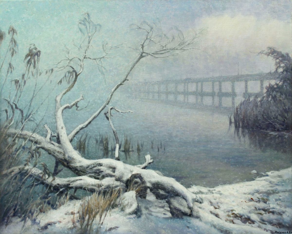 First Snow. Dnieper Painting Photo