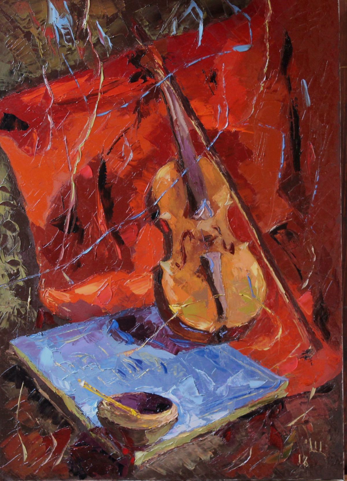 Still Life Violin Painting Photo