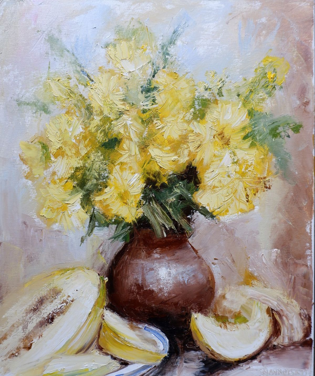 Flowers And Fruits From The Garden Painting Photo