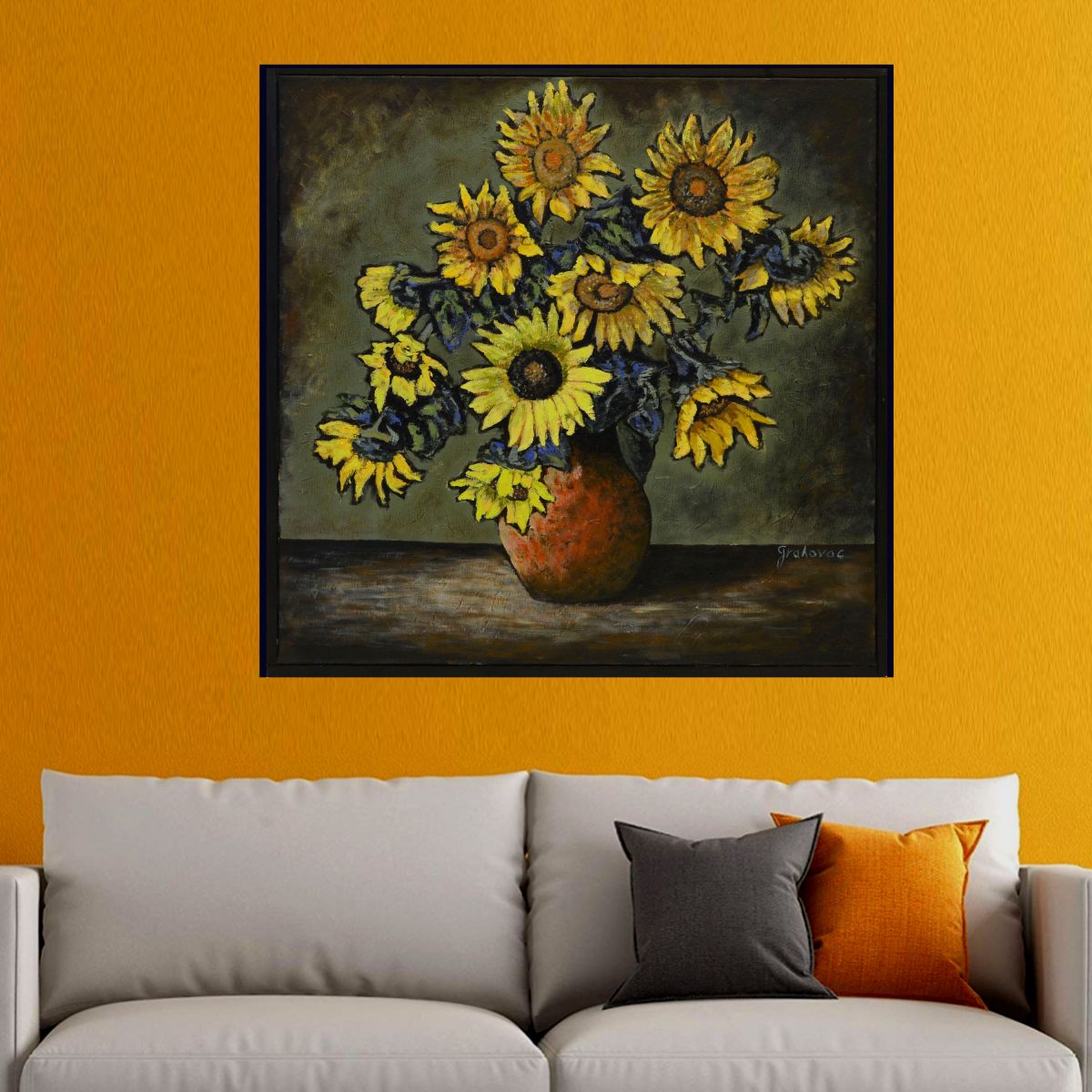 Sunflowers In Red Vase Wall
