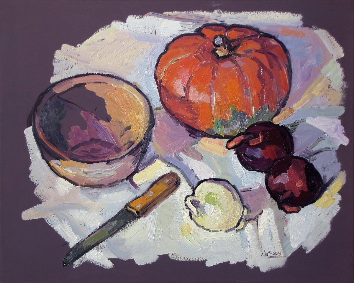 Still Life With Pumpkin Painting Photo
