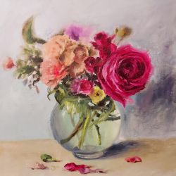 Flowers In Round Vase by Elena Mardashova