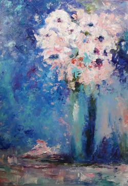 Flowers In A Blue Vase by Svetlana Shulginova