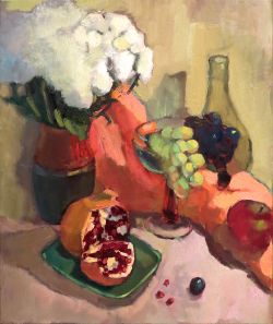 Still Life With Grapes And Pomegranate by Ivan Onnellinen