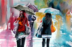 Rainy Day With Umbrellas Ii by Kovacs Anna Brigitta