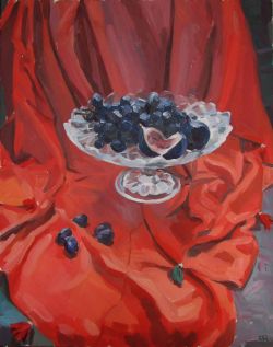 Grapes On Red by Kateryna Bortsova