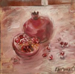 Pomegranate On The Table. by Olga Bagina