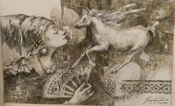 Lady With Horse by Artavazd Talalyan