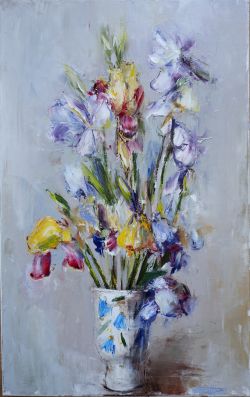 Irises In A White Vase by Igor Navrotskyi