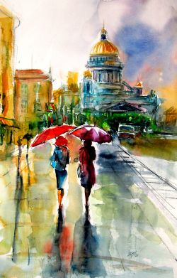 Rainy Day With Umbrellas by Kovacs Anna Brigitta
