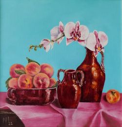 Peaches And Orchid by Nadezhda Ivanova