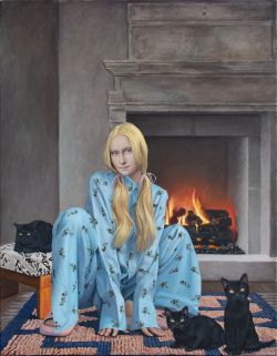 Contemporary Portrait By The Fireplace