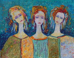Three Women 89 Impasto Art by Magdalena Walulik