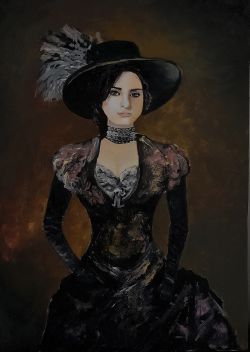 Oil Painting Lady In Black