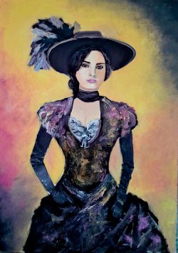 Oil Painting Lady In Black by Anton Zapotochnyi
