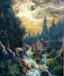 Oil Painting Water Mill by Anton Zapotochnyi