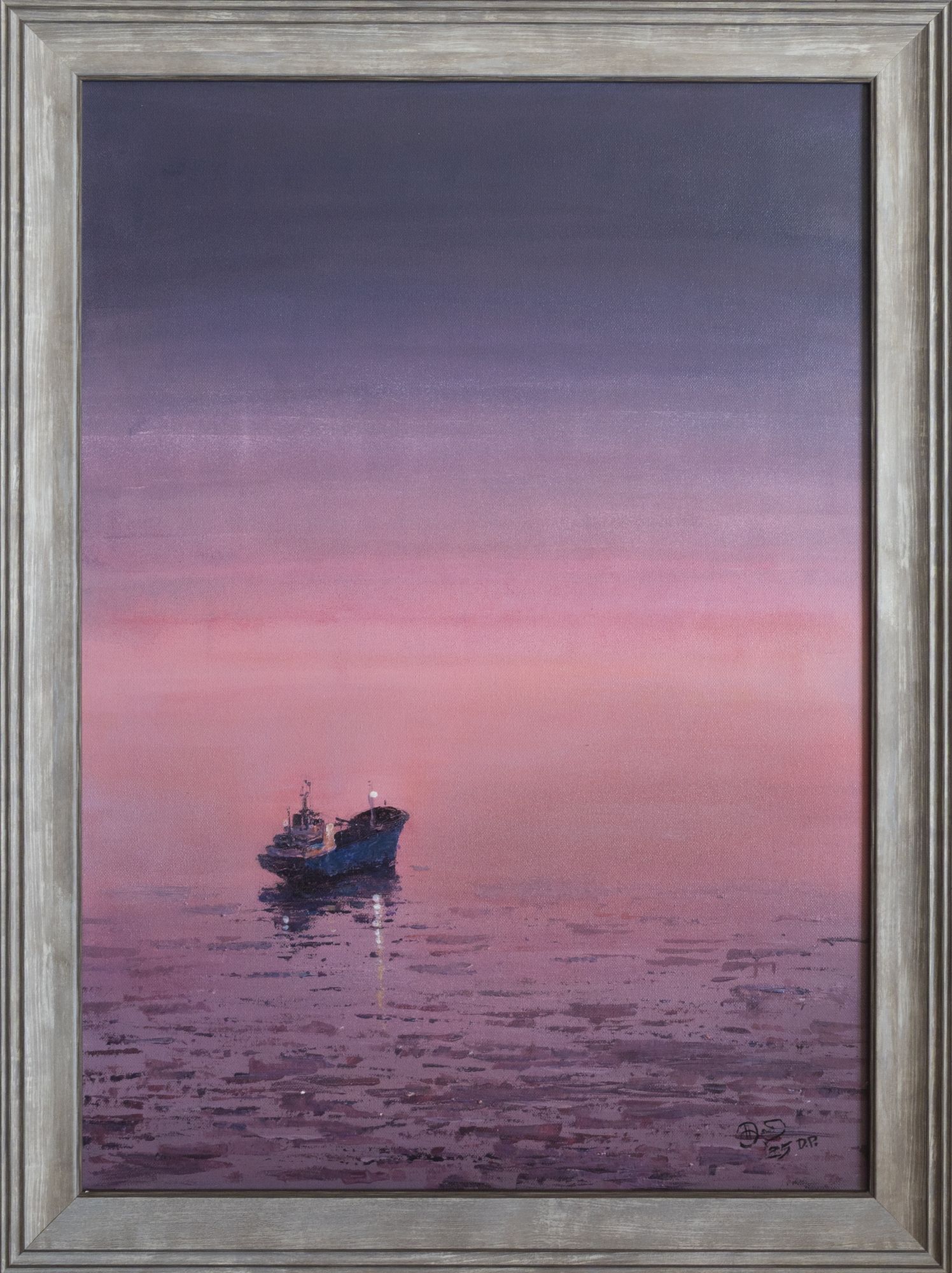 Sunset With A Cargo Ship