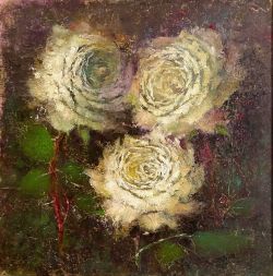 Abstract bouquet of roses. Flowers on a dark moody background by Yuliya Odukalets