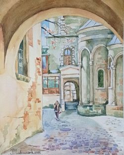 Armenian courtyard 2023 Series Lviv Sketches Paper Watercolor 30X20 Cm Not Framed 2000 Uah (54 Usd) 