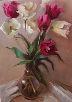 Tulips In A Vase by Elena Mardashova