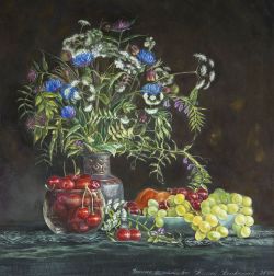 Still Life With Wild Flowers, gouache on tinted paper, 40*40 cm, 2009