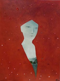 Woman in red by Larisa Bogatova