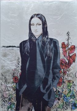 Contemporary Printed Portrait In The Field Among The Flowers