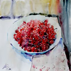 Still Life With Red Currants by Monika Lemeshonak