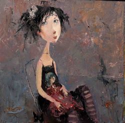 Girl With A Doll by Emzari Kiknavelidze