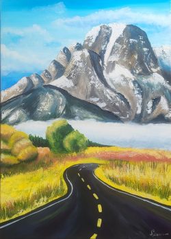 Landscape Highway To The Mountains by Natalija Mironova