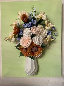 3D Picture With Flowers Made Of Foamiran